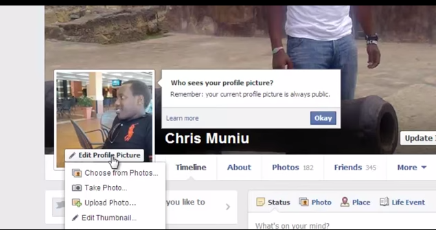 Facebook Click on Edit Profile Picture