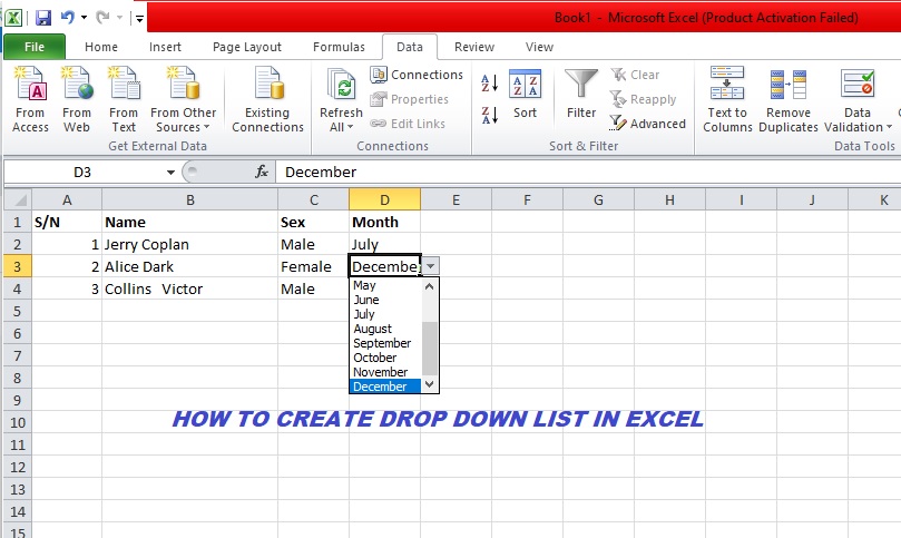 how to create drop down list in excel