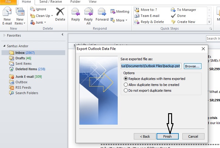 how to backup outlook emails